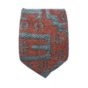 EMPORIO ARMANI Brown With Art Print Silk Tie ITALY 57"- 3,7" EX COND